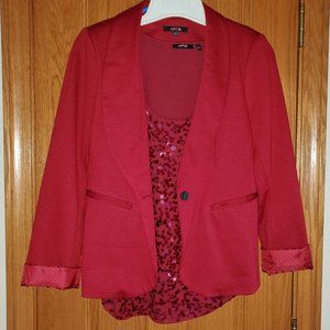 Apt 9 Blazer and sequin tank combo - Wine - Size Small